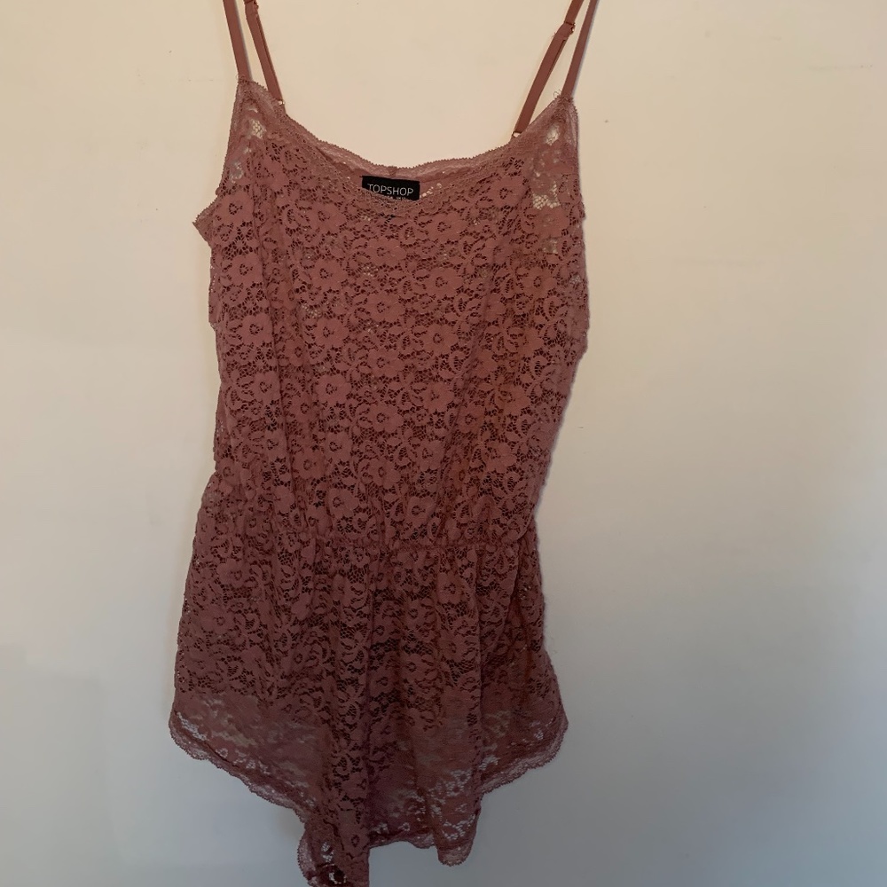 Topshop Mauve Lace Romper